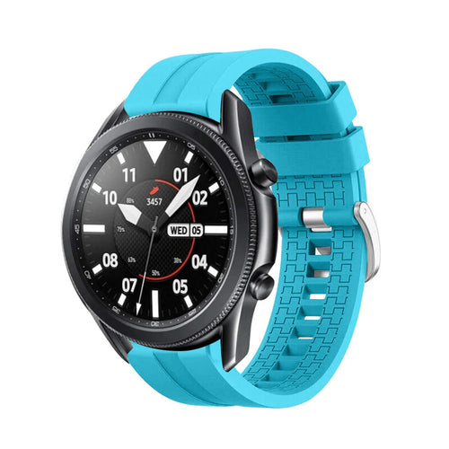 Silicone Strap 'Extreme', light blue, on a watch, 3/4 front view