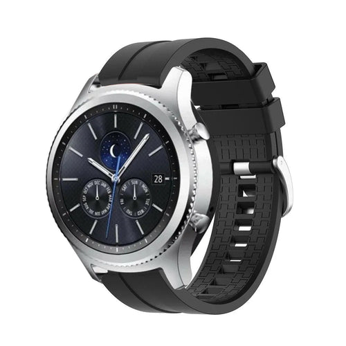 Silicone Strap 'Extreme', black, on a watch, 3/4 front view