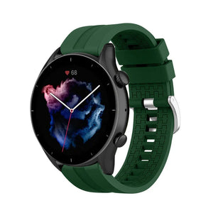Silicone Strap 'Extreme', army green, on a watch, 3/4 front view