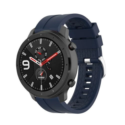 Silicone Strap 'Extreme', dark blue, on a watch, 3/4 front view