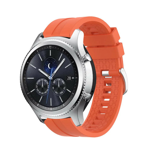 Silicone Strap 'Extreme', orange, on a watch, 3/4 front view