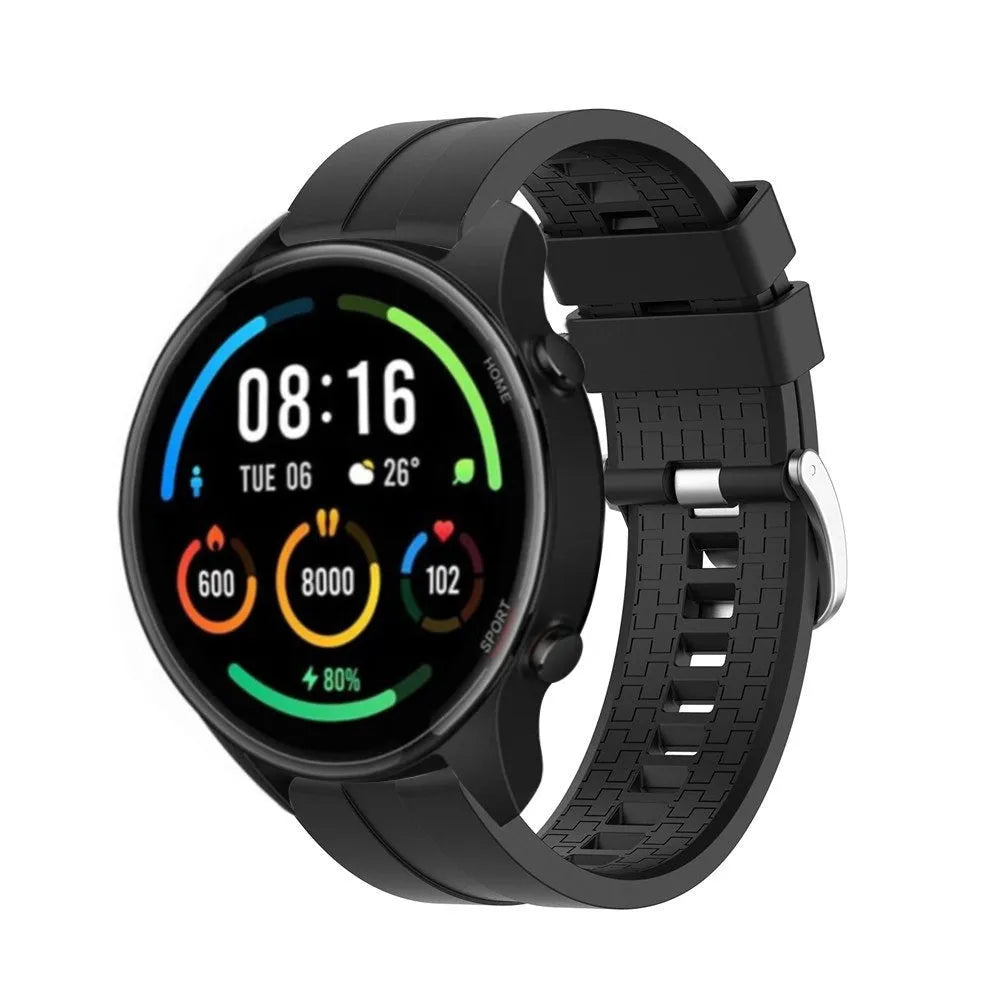 Silicone Strap 'Extreme', black, on a watch, 3/4 front view