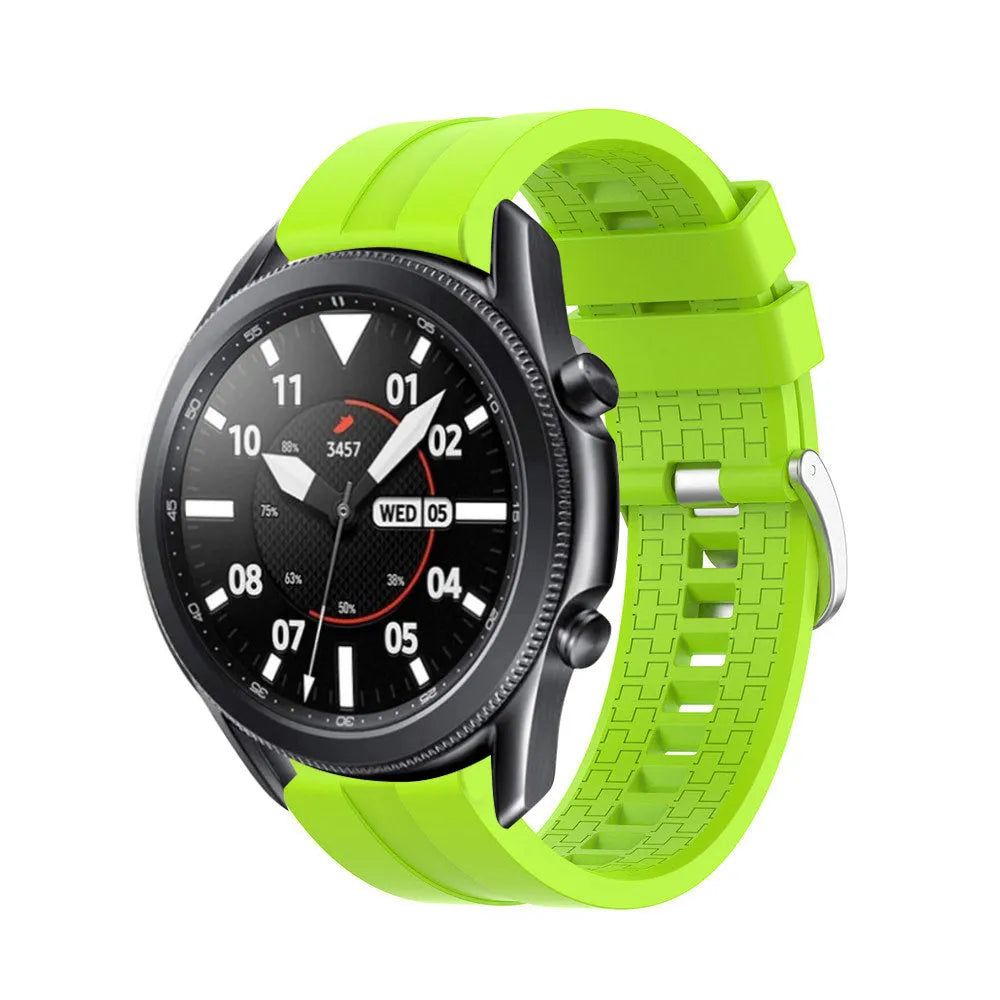 Silicone Strap 'Extreme', lime, on a watch, 3/4 front view