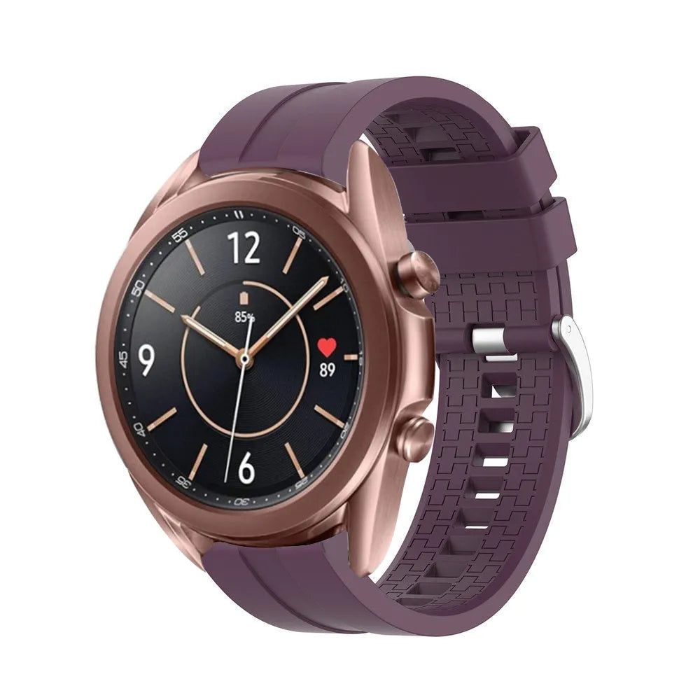 Silicone Strap 'Extreme', purple, on a watch, 3/4 front view