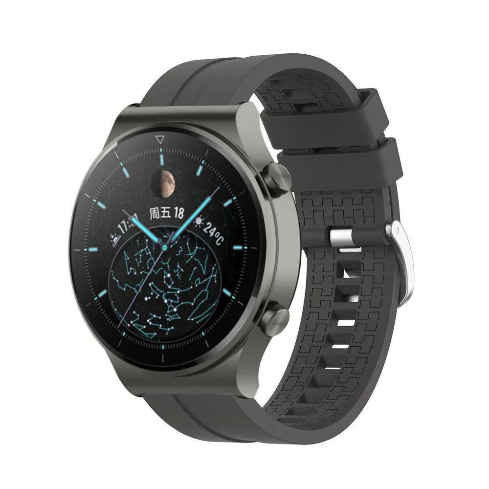 Silicone Strap 'Extreme', dark grey, on a watch, 3/4 front view