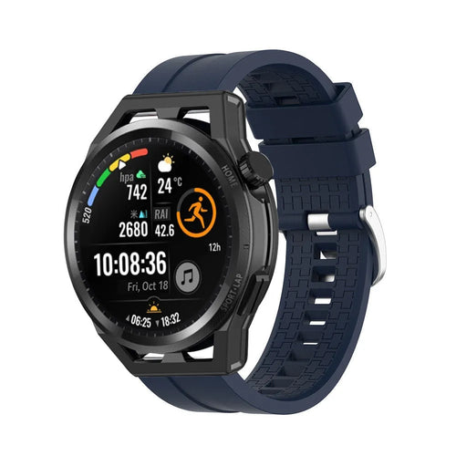 Silicone Strap 'Extreme', dark blue, on a watch, 3/4 front view