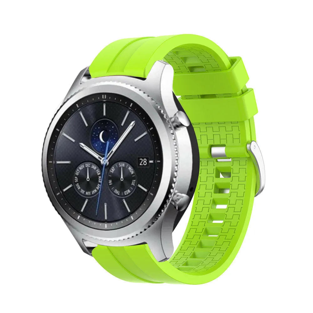 Silicone Strap 'Extreme', lime, on a watch, 3/4 front view