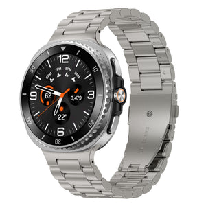 Steel Strap, titanium, on a watch, 3/4 front view
