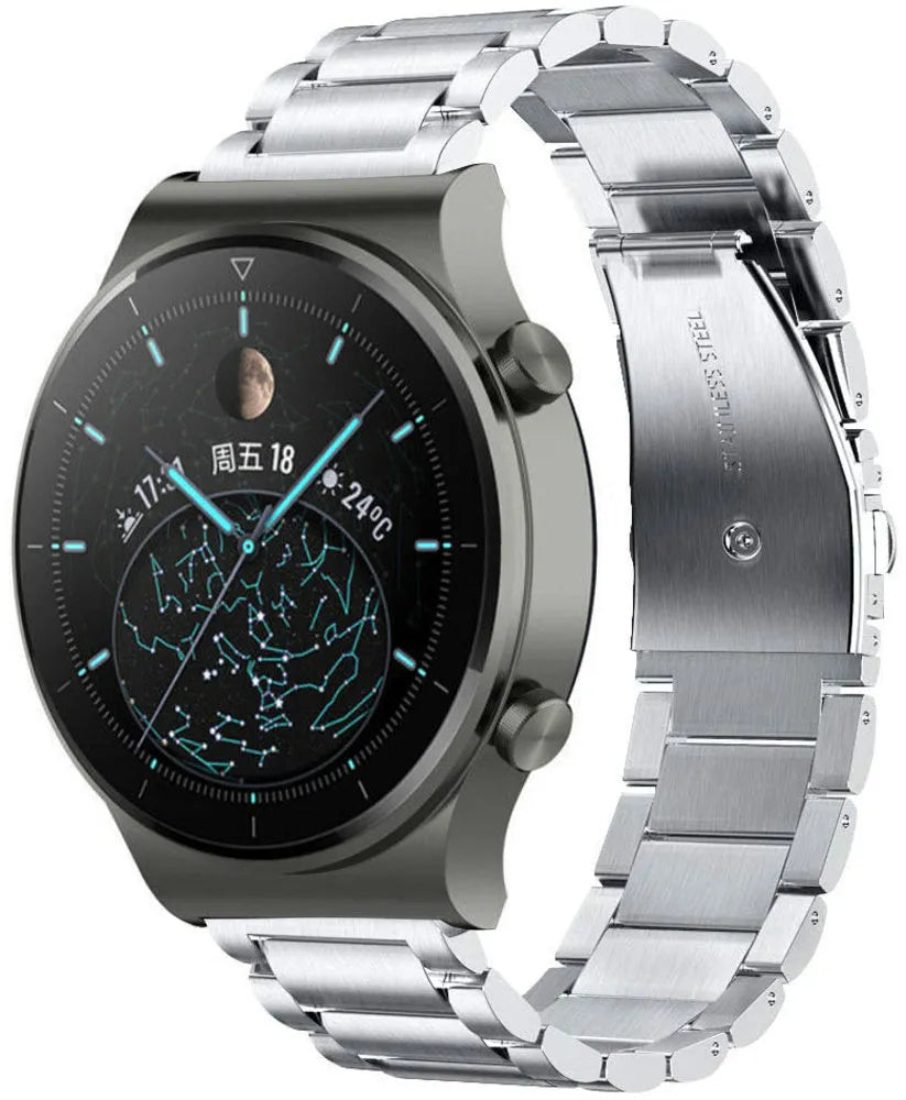 Titanium Strap, silver, on a watch, 3/4 front view