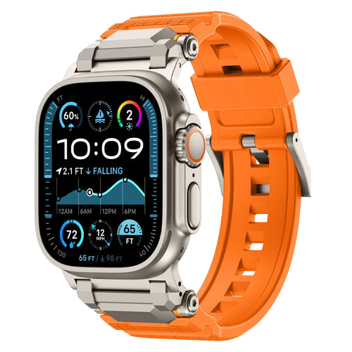 Apple Watch 'Adventurer' Silikonarmband (Orange mit Titan)