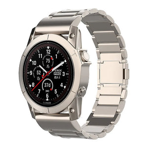 Magnetic Titanium Strap, on a watch, 3/4 front view