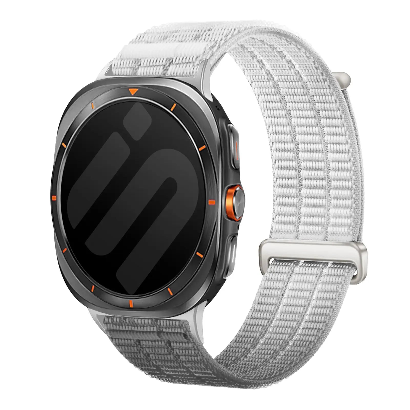 Nylon Air Strap, gradient grey, on a watch, 3/4 front view
