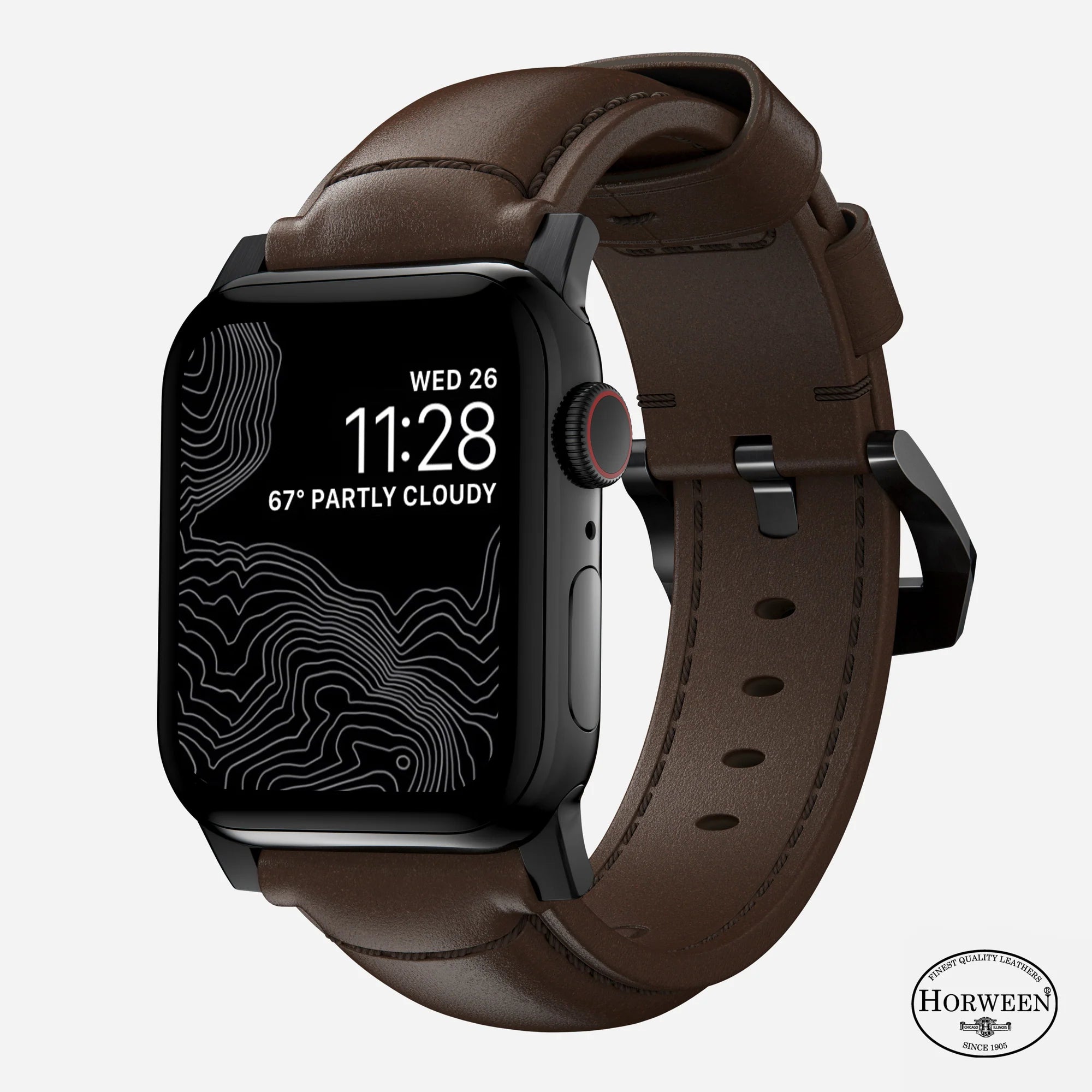 Nomad Traditional Apple Watch Lederarmband (Braun/Schwarz)