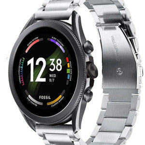 Titanium Strap, silver, on a watch, 3/4 front view