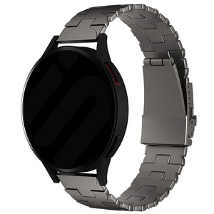 Butterfly Titanium Strap, graphite, on a watch, 3/4 front view