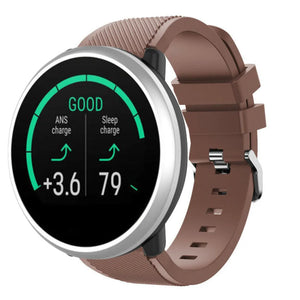 Twill Silicone Strap, brown, on a watch, 3/4 front view