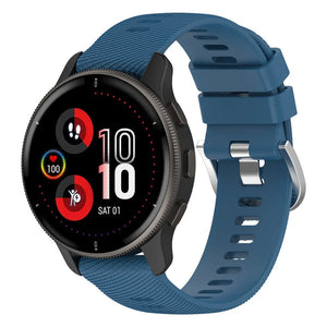 Silicone Strap, blue, on a watch, 3/4 front view
