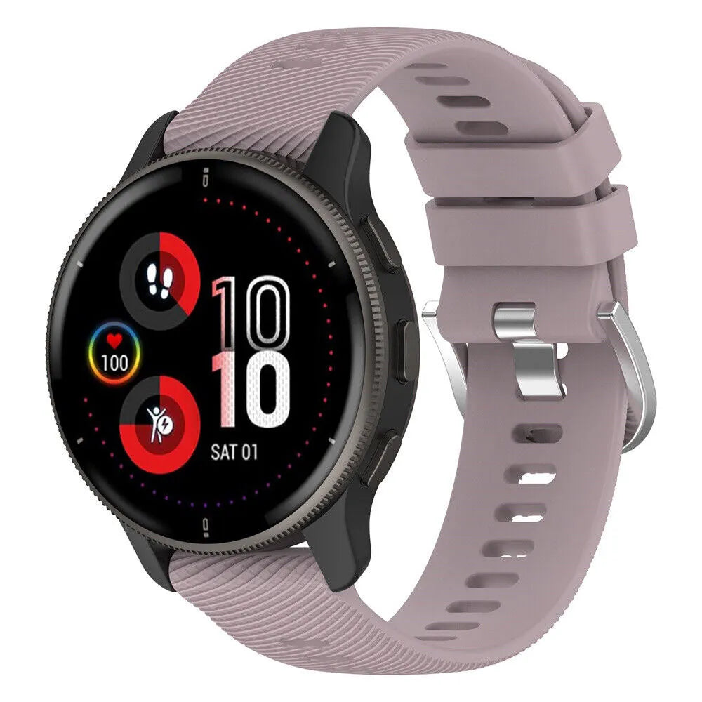 Silicone Strap, violet, on a watch, 3/4 front view