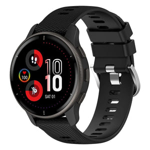 Silicone Strap, black, on a watch, 3/4 front view