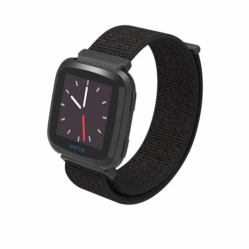 Nylon Strap, black, on a watch, 3/4 front view