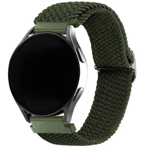 Nylon Adjustable Braided Strap, green, on a watch, 3/4 front view