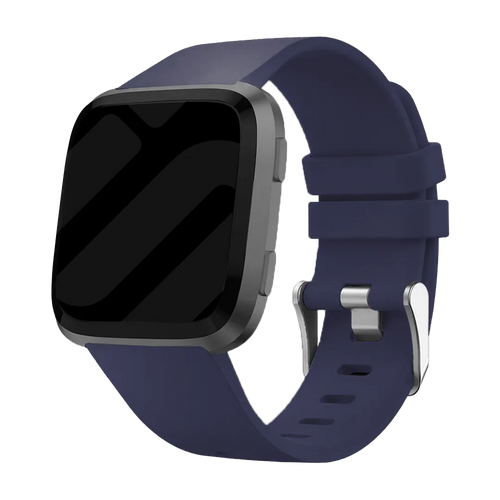 Silicone Strap, dark blue, on a watch, 3/4 front view