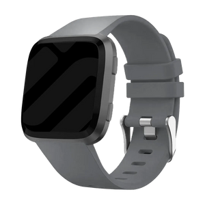 Silicone Strap, grey, on a watch, 3/4 front view