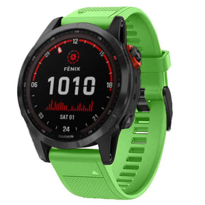 Silicone Strap, green, on a watch, 3/4 front view