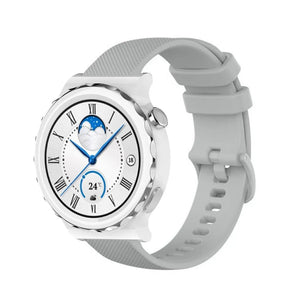 Premium Silicone Strap, grey, on a watch, 3/4 front view