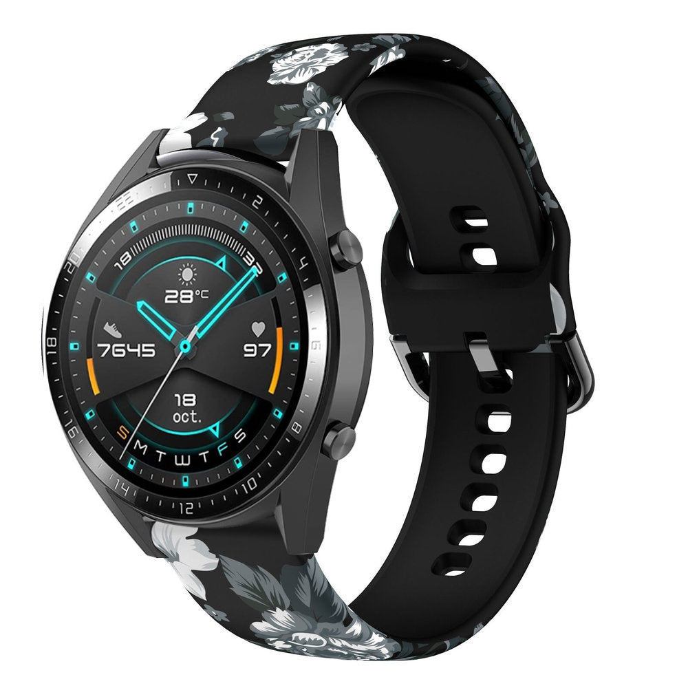 Print Silicone Strap, on a watch, 3/4 front view