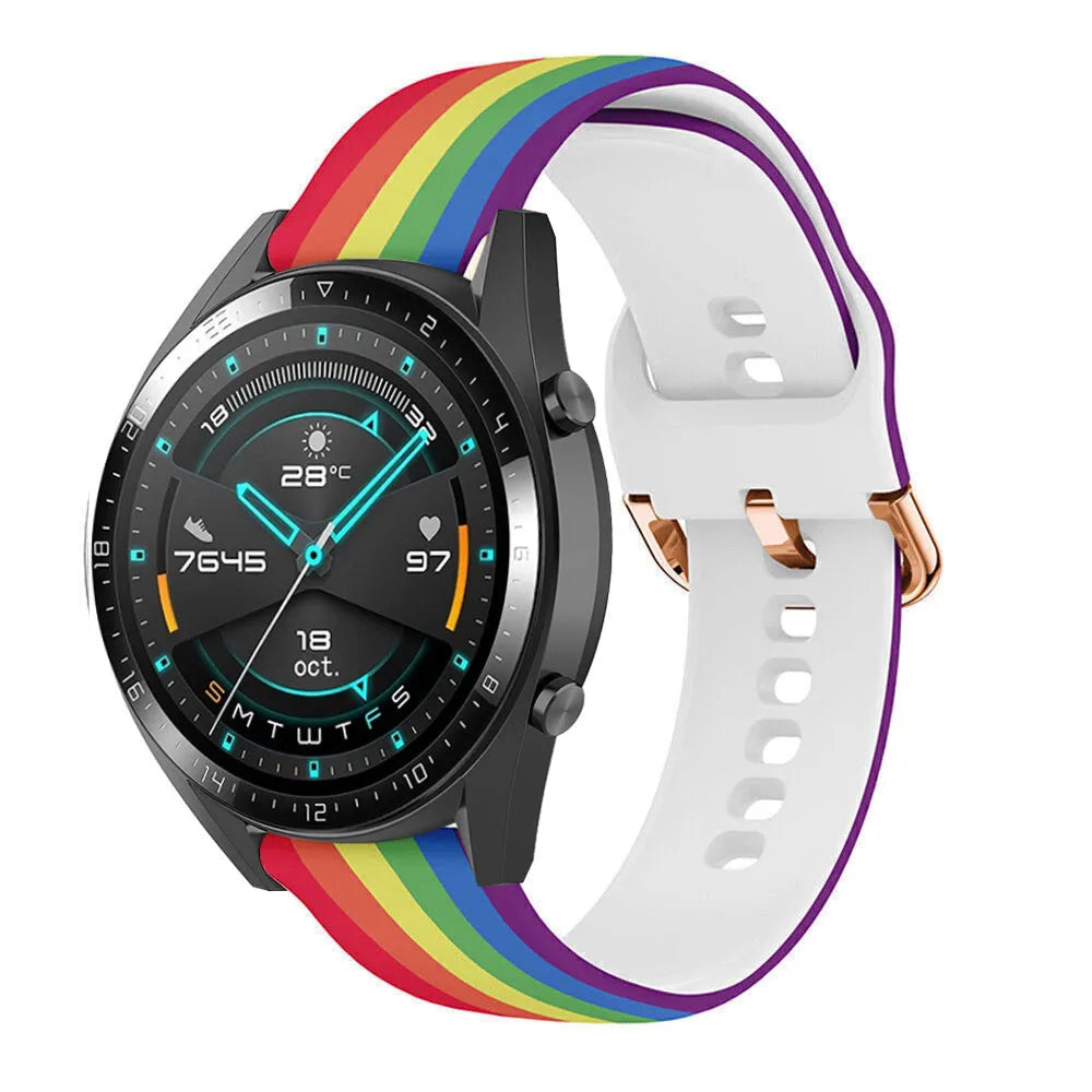 Print Silicone Strap, on a watch, 3/4 front view