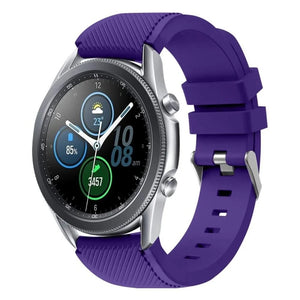 Twill Silicone Strap, purple, on a watch, 3/4 front view
