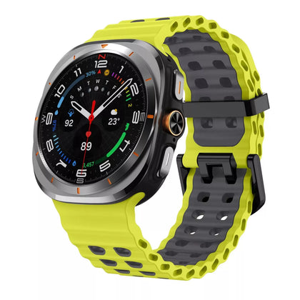 Samsung Galaxy Watch Ultra 2 Wave Silikonarmband Duo (Limette/Dunkelgrau)
