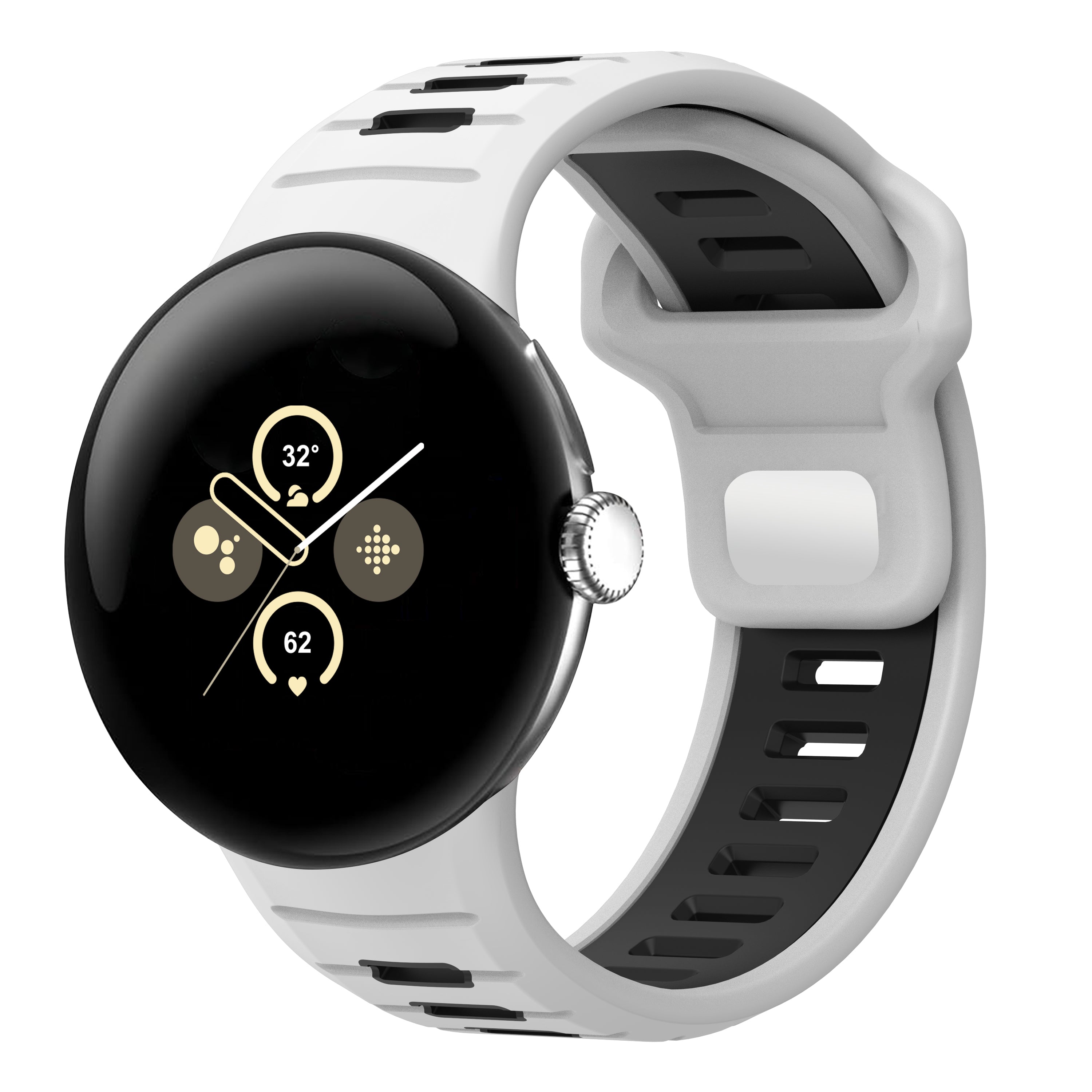 Google Pixel Watch 5 - 45mm Duo Sportarmband (Weiß/Schwarz)