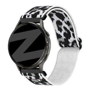 Bandz Amazfit Active 3 Premium Elastisches Nylonband (Weiß-Leopard)