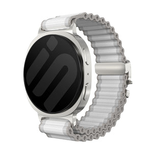 Samsung Galaxy Watch 9 - 44mm Outdoor Nylon Strap with P-Buckle (White with Silver)