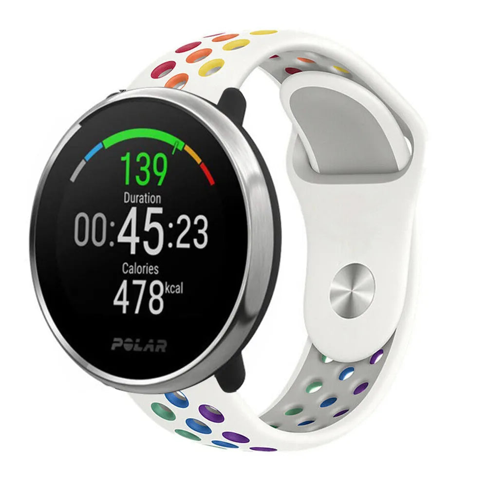 Silicone Sport Strap, on a watch, 3/4 front view