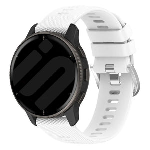 Silicone Strap, white, on a watch, 3/4 front view