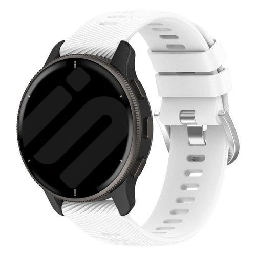 Silicone Strap, white, on a watch, 3/4 front view