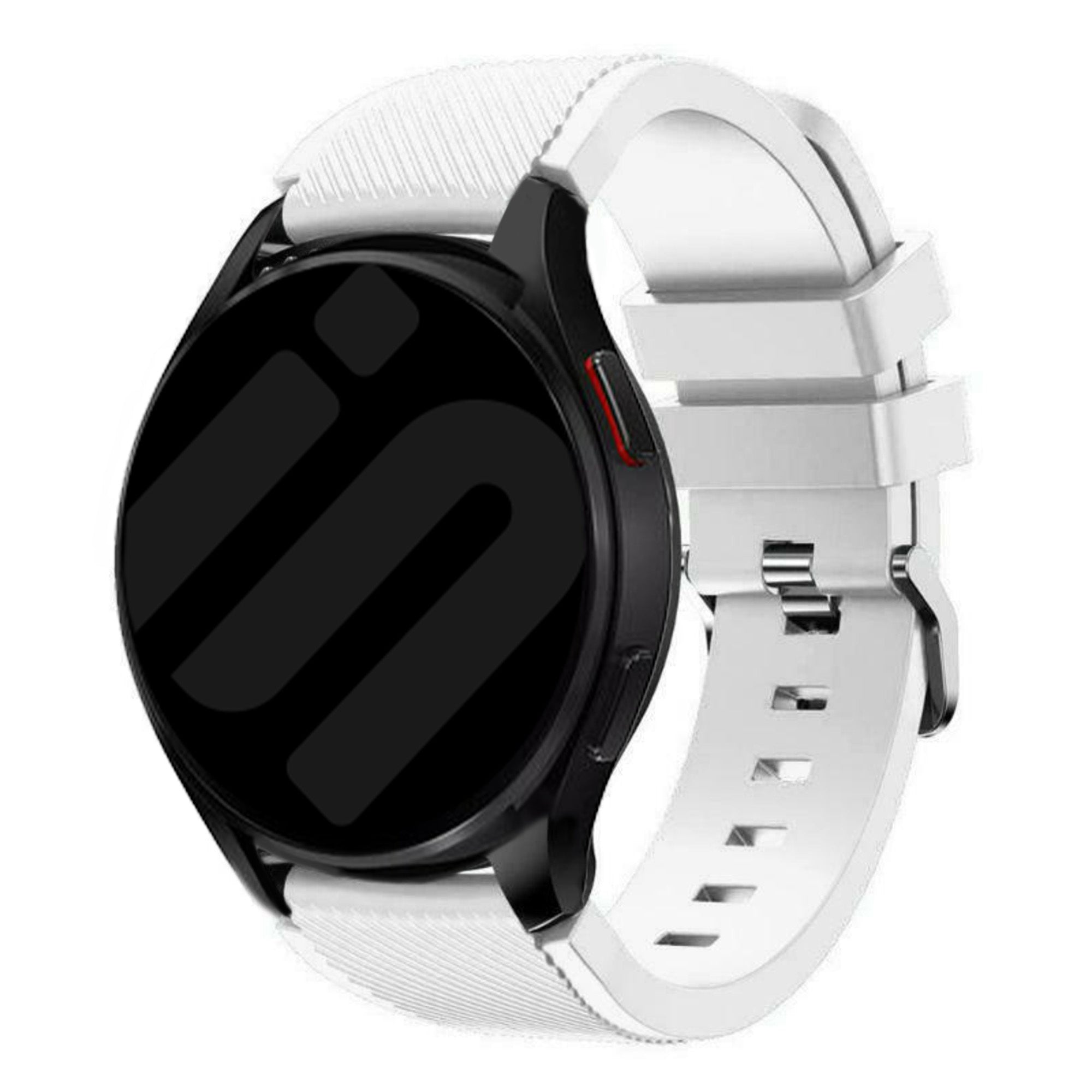Twill Silicone Strap, white, on a watch, 3/4 front view
