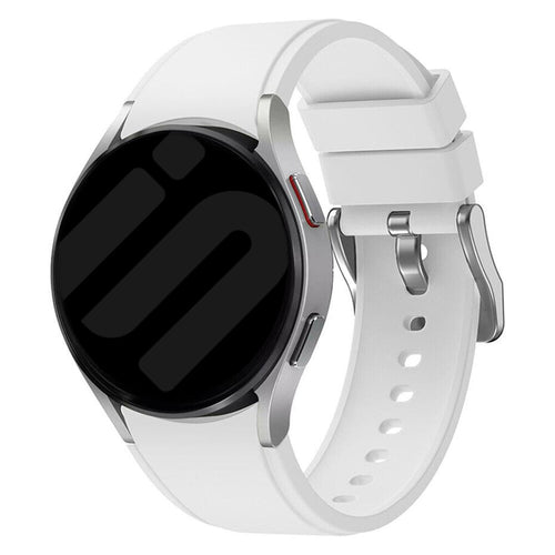 Silicone Strap 'Perfect Fit', white, on a watch, 3/4 front view