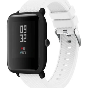 Twill Silicone Strap, white, on a watch, 3/4 front view