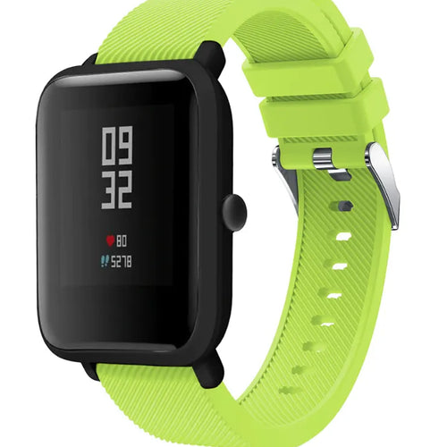 Twill Silicone Strap, light green, on a watch, 3/4 front view