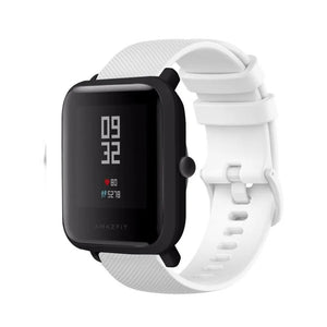 Premium Silicone Strap, white, on a watch, 3/4 front view