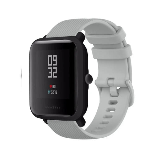 Premium Silicone Strap, grey, on a watch, 3/4 front view