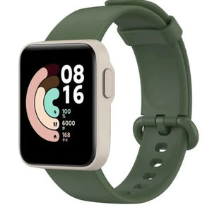 Silicone Strap, dark green, on a watch, 3/4 front view