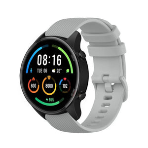 Premium Silicone Strap, grey, on a watch, 3/4 front view