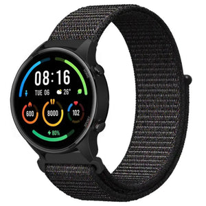 Nylon Strap, black, on a watch, 3/4 front view