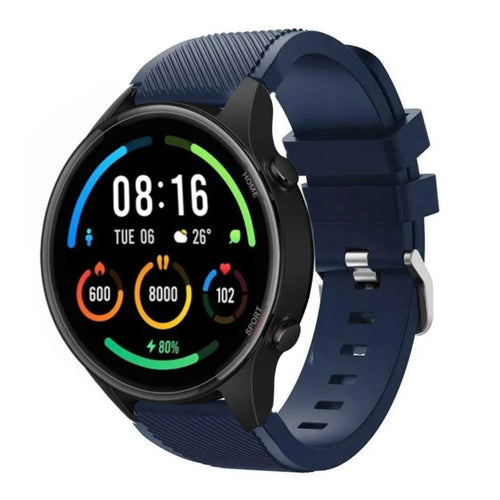 Twill Silicone Strap, dark blue, on a watch, 3/4 front view