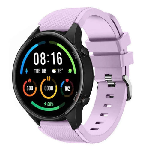 Twill Silicone Strap, lilac, on a watch, 3/4 front view